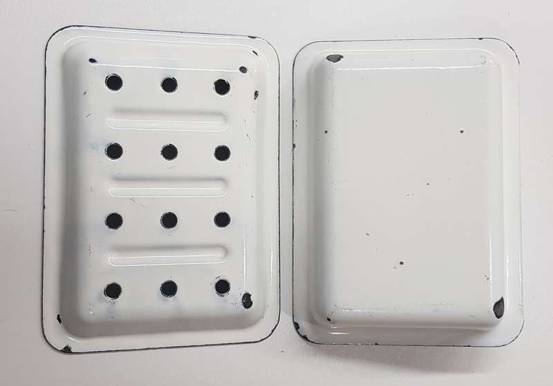 Vintage enamel soap dish.