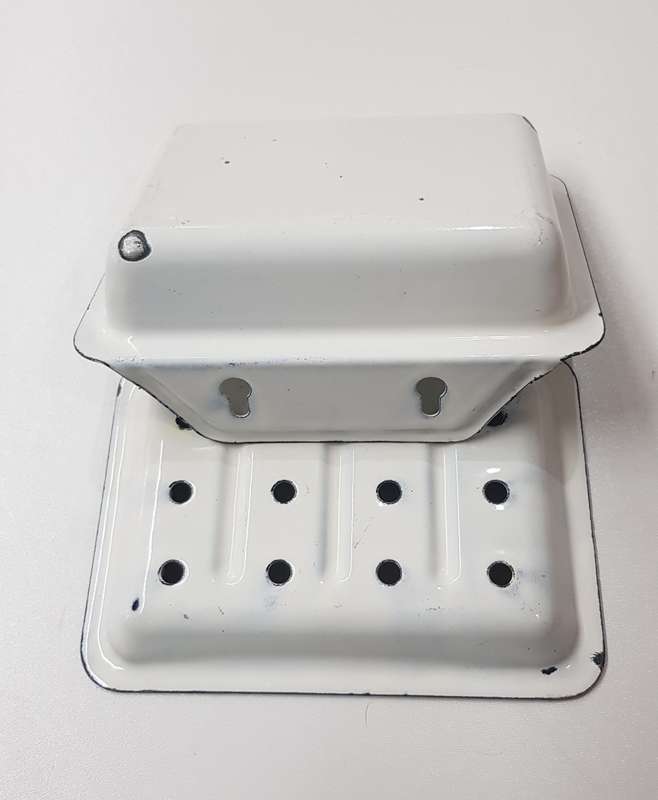 Vintage enamel soap dish.
