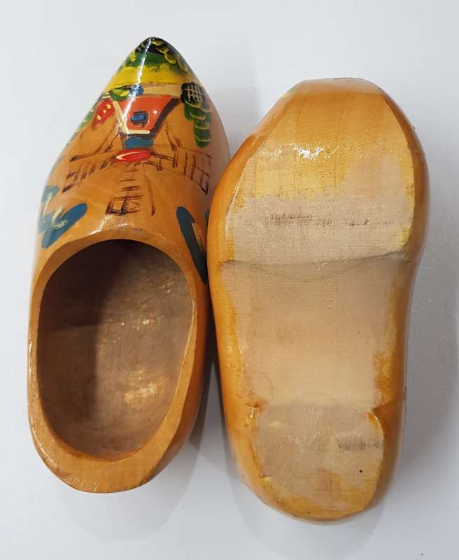 A True vintage Pair of Handmade ornamental Dutch Wooden Clogs