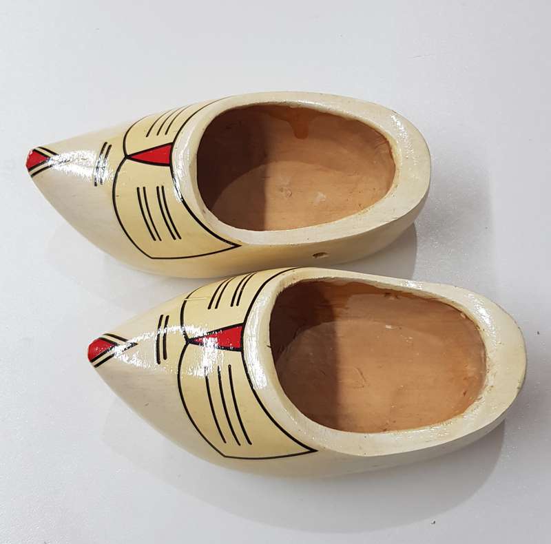 A small pair of Handmade ornamental Dutch Wooden Clogs.