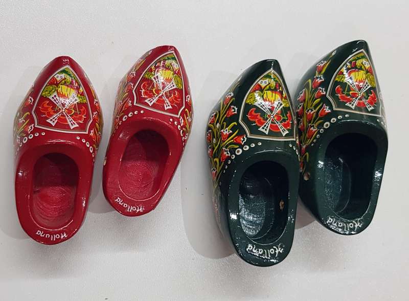 A set of graduated Handmade ornamental Dutch Wooden Clogs.