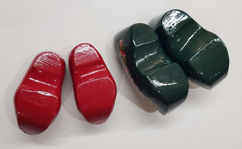 A set of graduated Handmade ornamental Dutch Wooden Clogs.