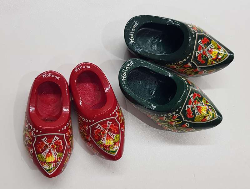 A set of graduated Handmade ornamental Dutch Wooden Clogs.