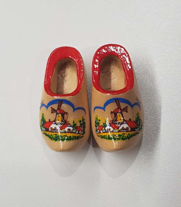 A pair of miniature (dolls size) Handmade ornamental Dutch Wooden Clogs.