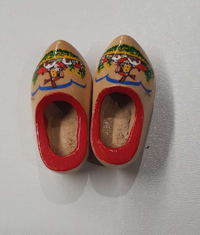 A pair of miniature (dolls size) Handmade ornamental Dutch Wooden Clogs.