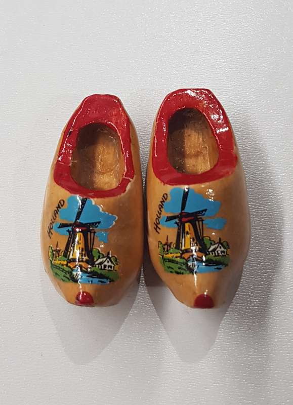 A pair of miniature (dolls size) Handmade ornamental Dutch Wooden Clogs.