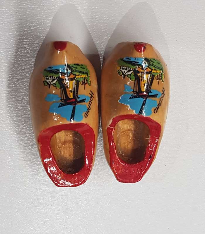 A pair of miniature (dolls size) Handmade ornamental Dutch Wooden Clogs.