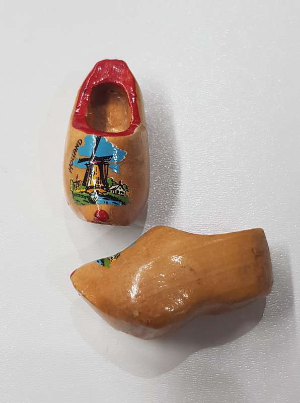 A pair of miniature (dolls size) Handmade ornamental Dutch Wooden Clogs.