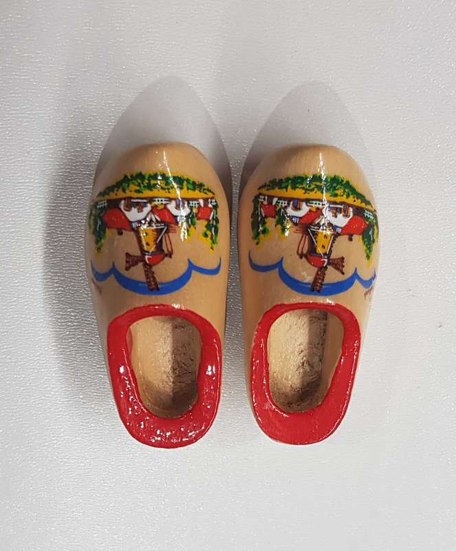 A pair of miniature (dolls size) Handmade ornamental Dutch Wooden Clogs.