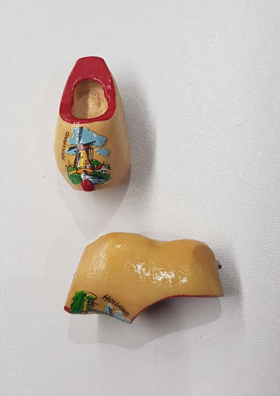 A pair of miniature (dolls size) Handmade ornamental Dutch Wooden Clogs.