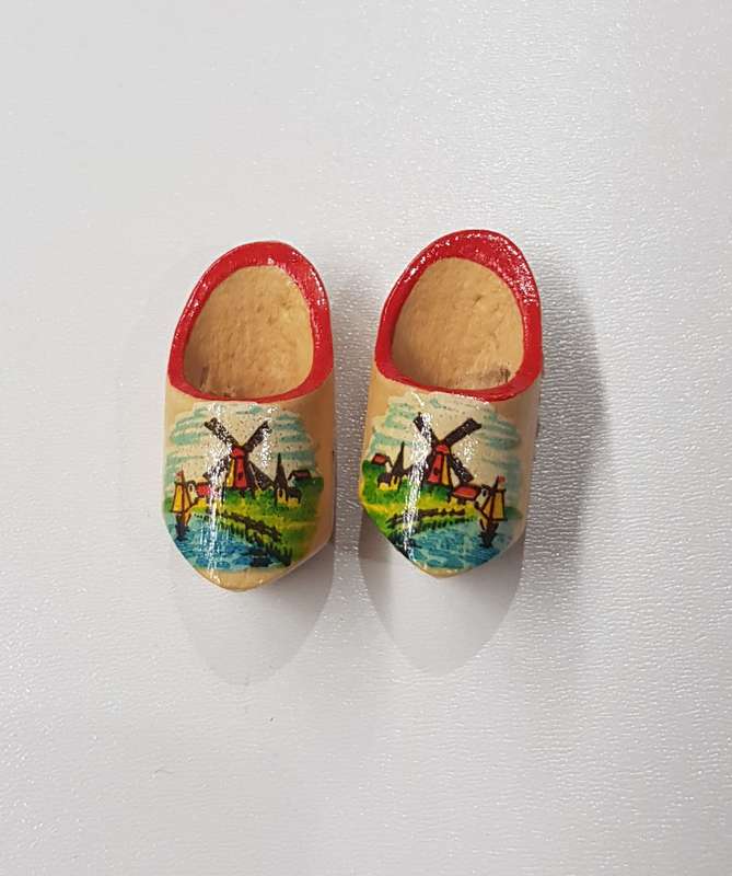 A pair of miniature (dolls size) Handmade ornamental Dutch Wooden Clogs.