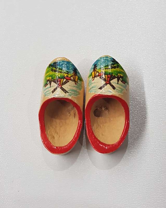 A pair of miniature (dolls size) Handmade ornamental Dutch Wooden Clogs.