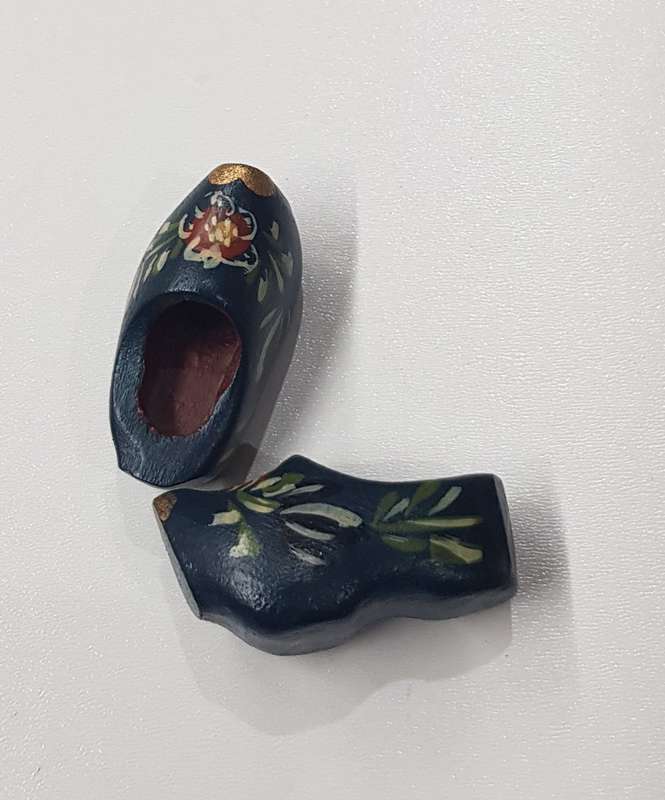 A pair of miniature (dolls size) Handmade ornamental Dutch Wooden Clogs.