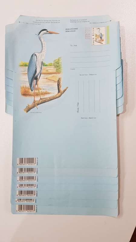 South African Post Office  7x Aerograms (Postal Air Mail Letter) with foreign postage paid