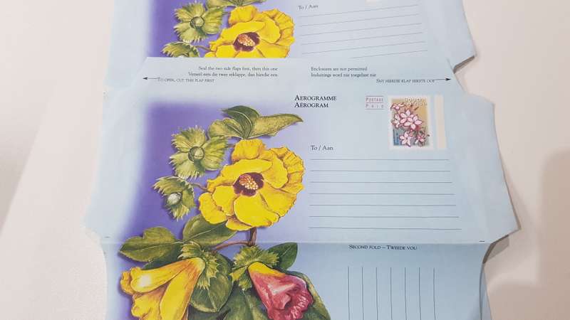 South African Post Office  2x Aerograms (Postal Air Mail Letter) with postage paid,
