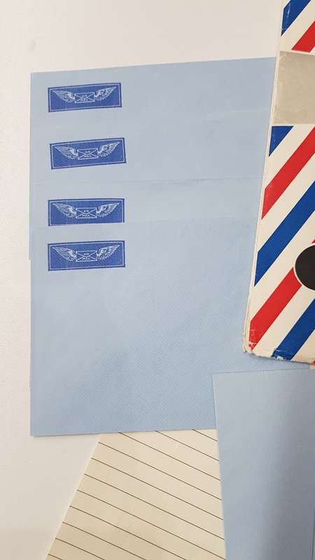 Set of Airmail letter paper with envelopes (thin unlined Postal Air Mail paper). Airmail postage Sta