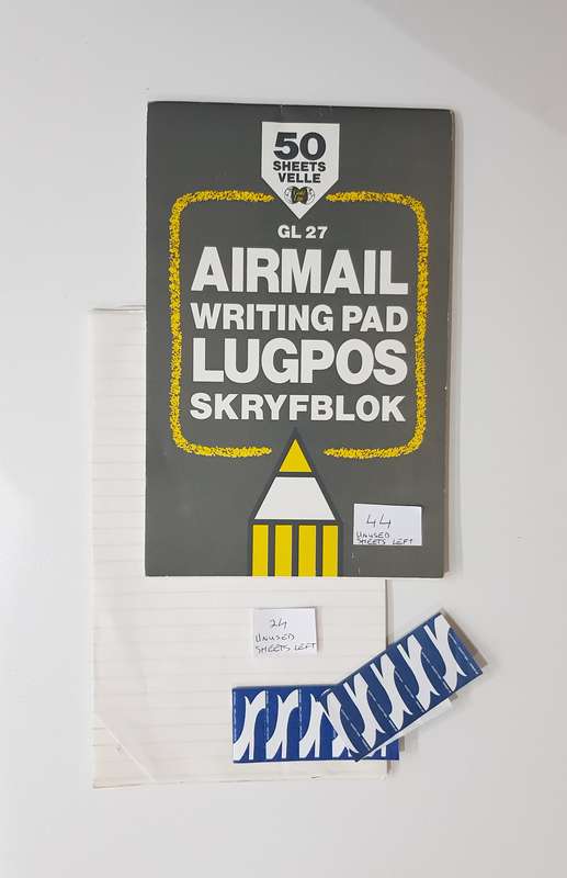 2 x Airmail letter paper pads with 16x airmail envelopes (thin unlined Postal Air Mail paper).