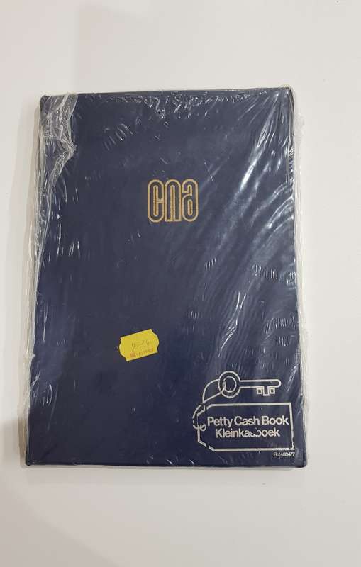 Vintage hard cover petty cash book. Brand  CNA. Strong bound still wrapped in plastic. Size  A4