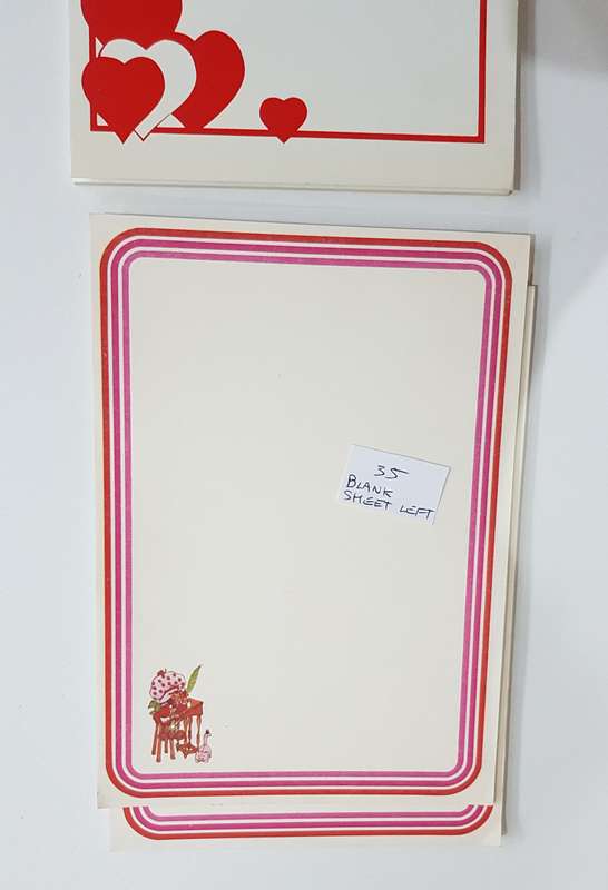 2x unlined novelty vintage writing/invitation pads. One pad unused with red hearts.....