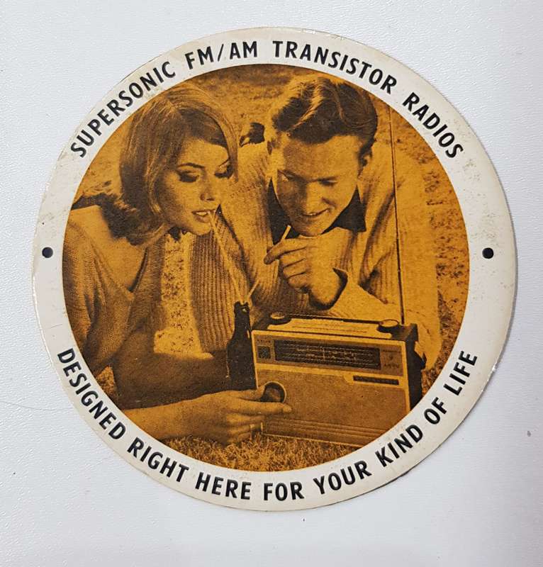 Vintage licence disc holder/ licence certificate holder advertising Supersonic FM/AM