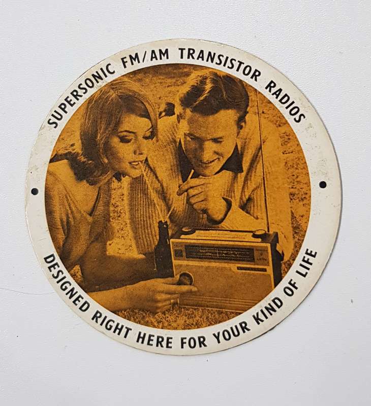 Vintage licence disc holder/ licence certificate holder advertising Supersonic FM/AM