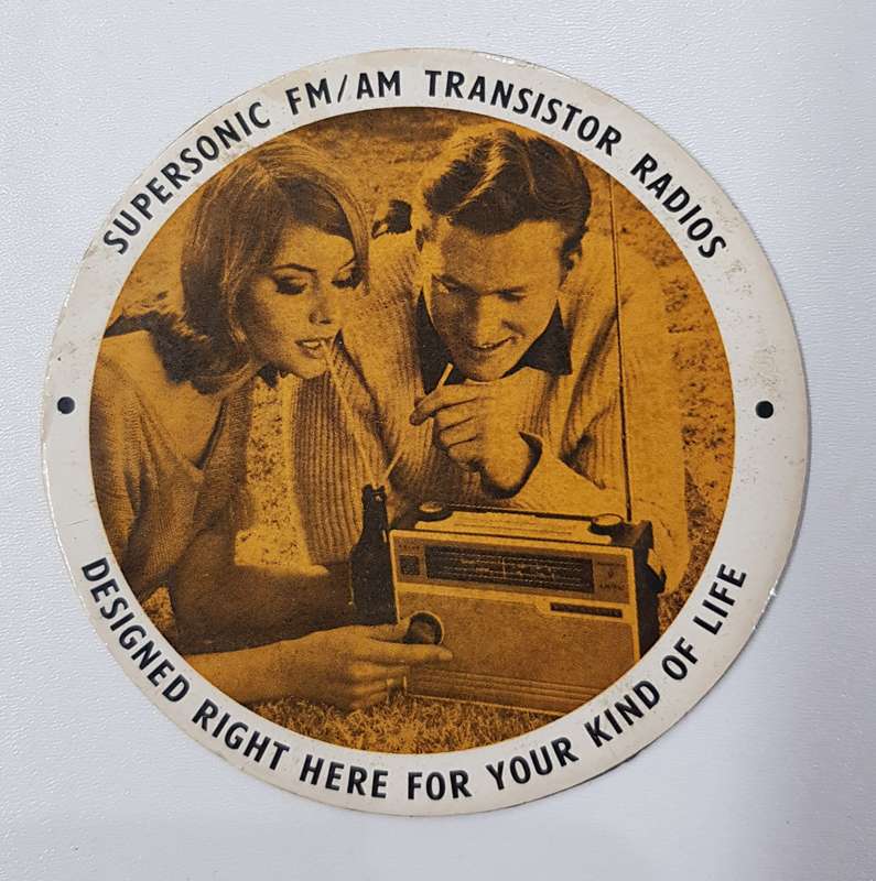 Vintage licence disc holder/ licence certificate holder advertising Supersonic FM/AM