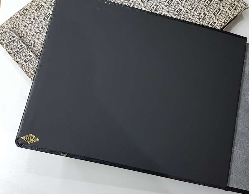 Vintage 1950s Black Page Unused Photo Album still in box. Album was made by Brand KEK