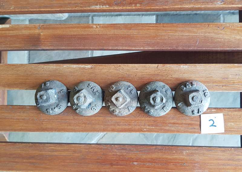 Vintage Railway Sleeper Bolts  Set of x 5 1975 SAS A & B Sleeper bolts. Marked SAS