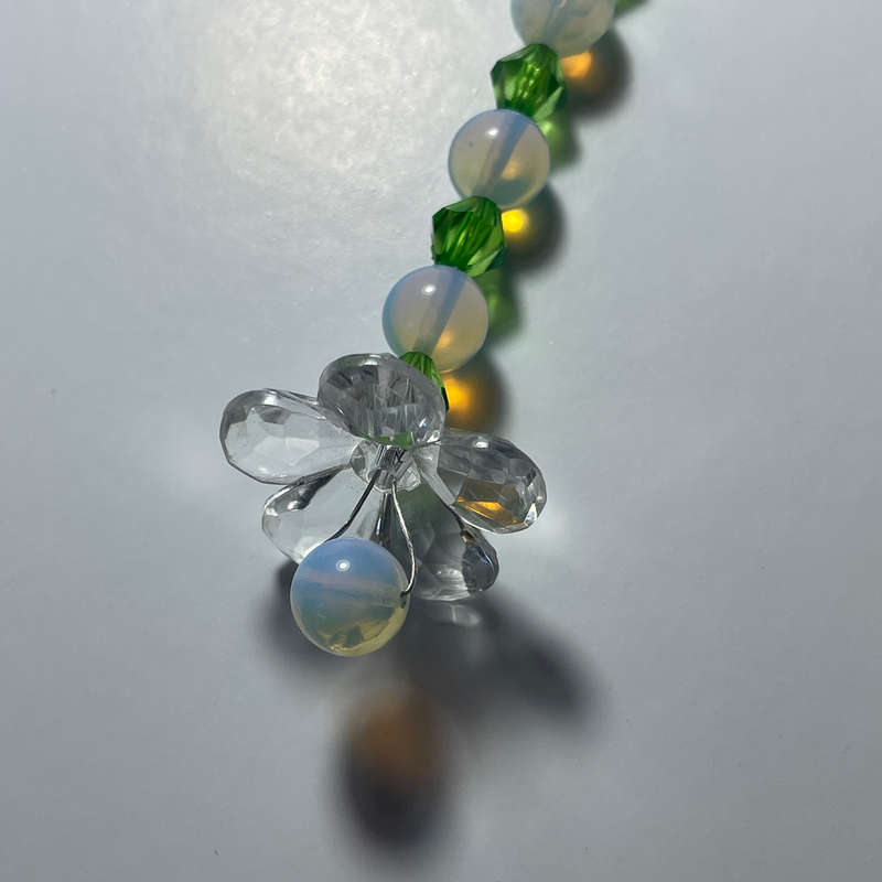 Green and Shimmery Flower Bag Charm