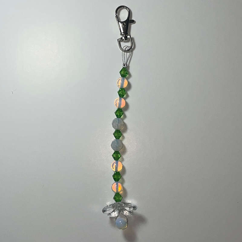 Green and Shimmery Flower Bag Charm