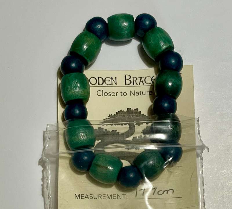 Green & Navy Wooden Bracelet