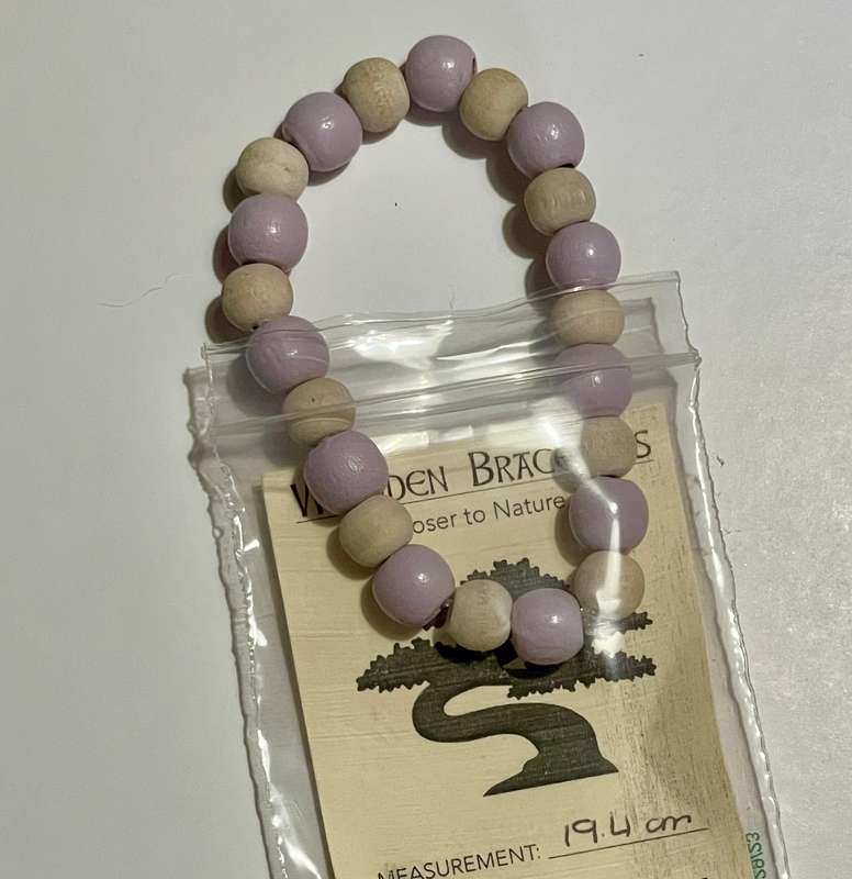 Lilac & Cream Wood Bracelet