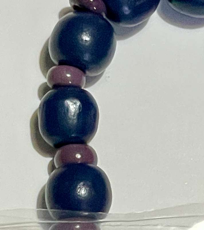 Navy Wood & Purple Glass Bracelet