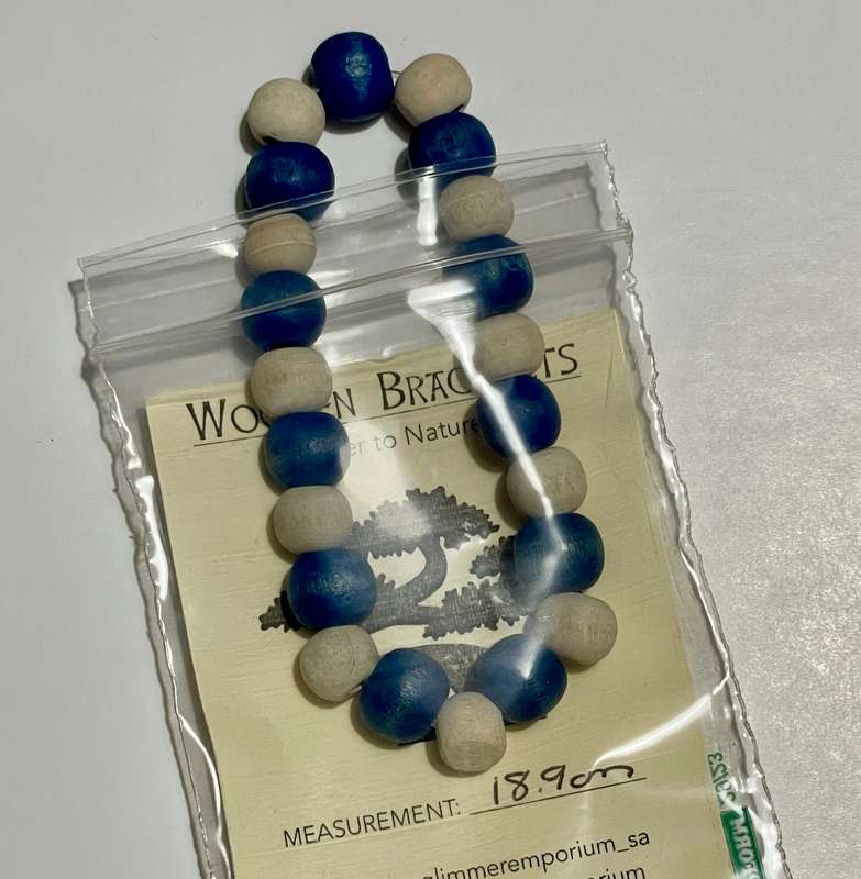 White & Navy Wooden Bracelet