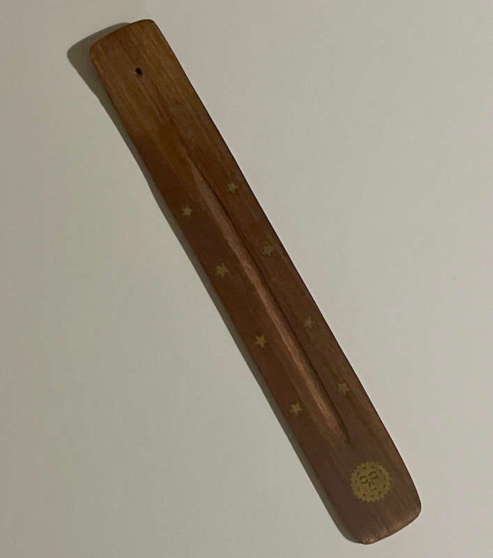 Sun Inlaid Flat Wooden Incense Burner