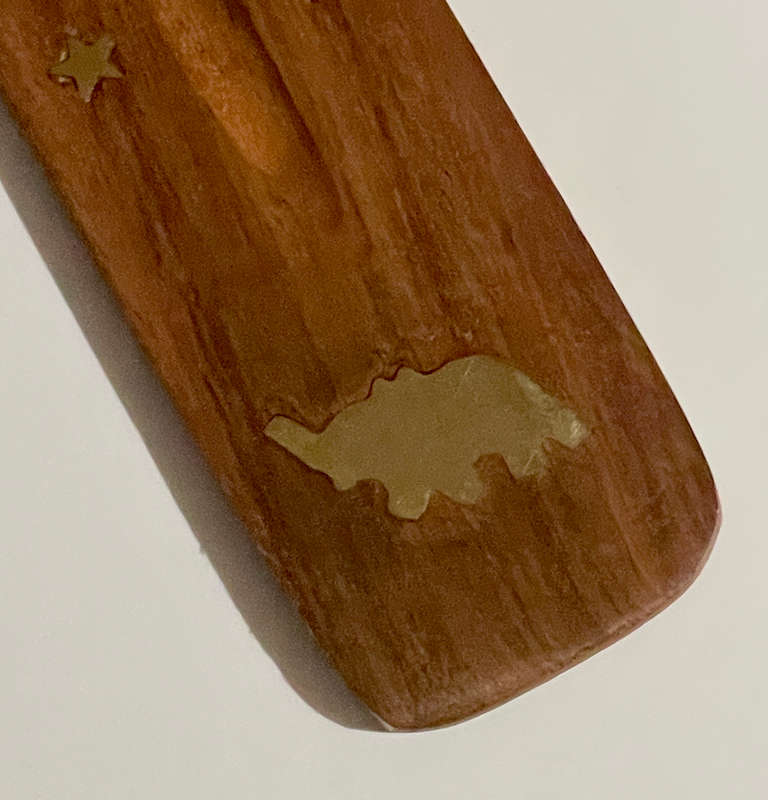 Elephant Inlaid Flat Wooden Incense Burner