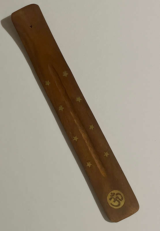 Elephant Inlaid Flat Wooden Incense Burner