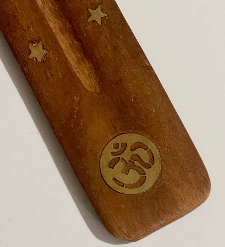 Ohm Inlaid Flat Wooden Incense Burner