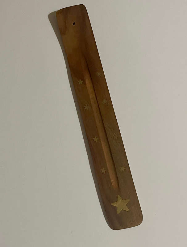 Buddha Inlaid Flat Wooden Incense Burner