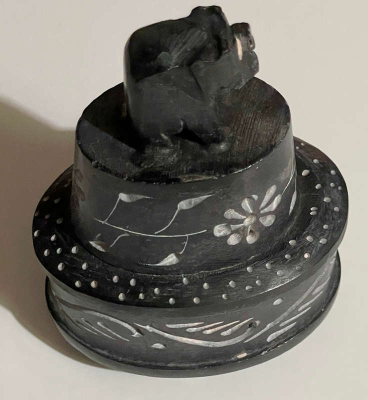 Black Sandstone Elephant Tower Cone Incense Holder