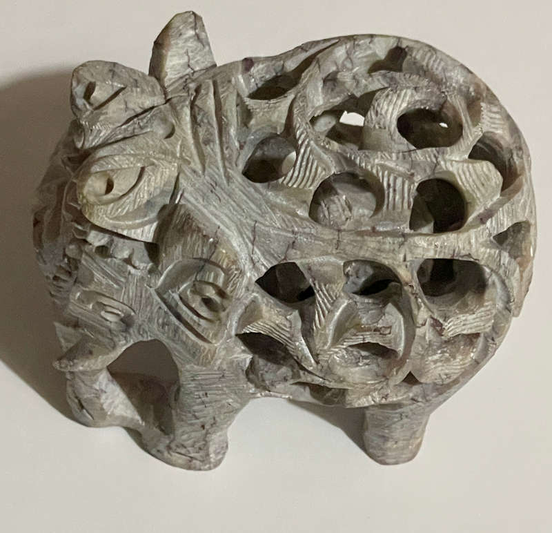 Handcarved sandstone pregnant elephant statue