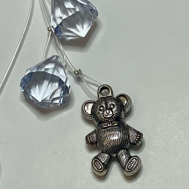 Teddy with Pacifier Nappy Bag Charm - Blue
