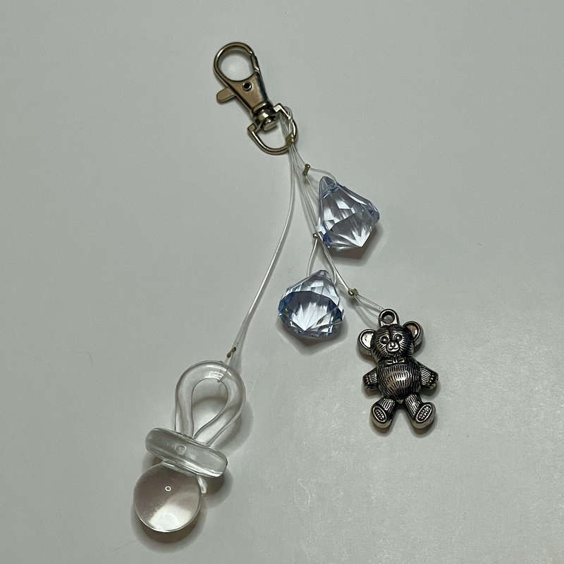 Teddy with Pacifier Nappy Bag Charm - Blue