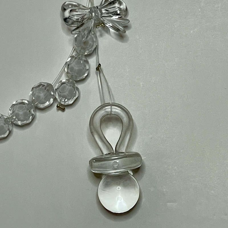 Teddy with Pacifier Nappy Bag Charm - White