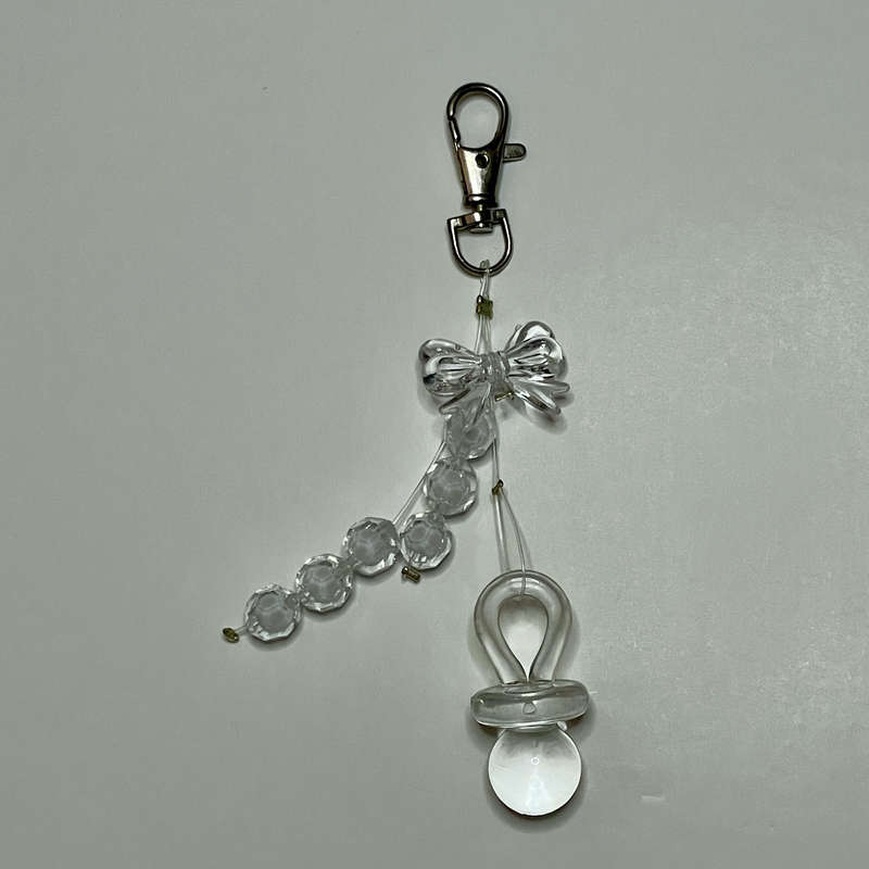 Teddy with Pacifier Nappy Bag Charm - White