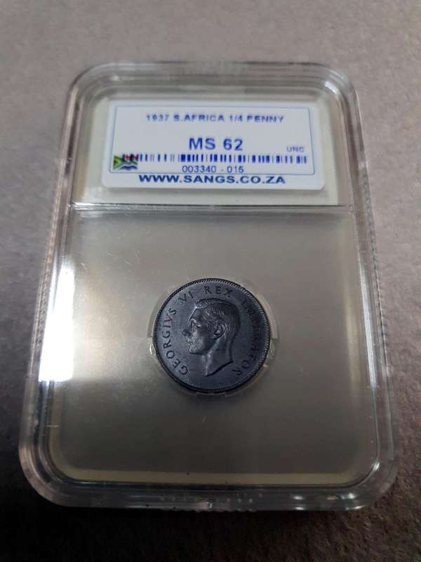 1937 South Africa 1/4 PENNY Coin
