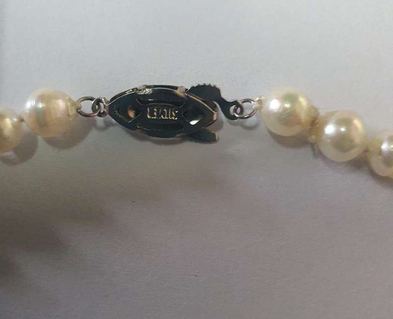 Antique Pearl Necklace in Sterling Silver, 45CM