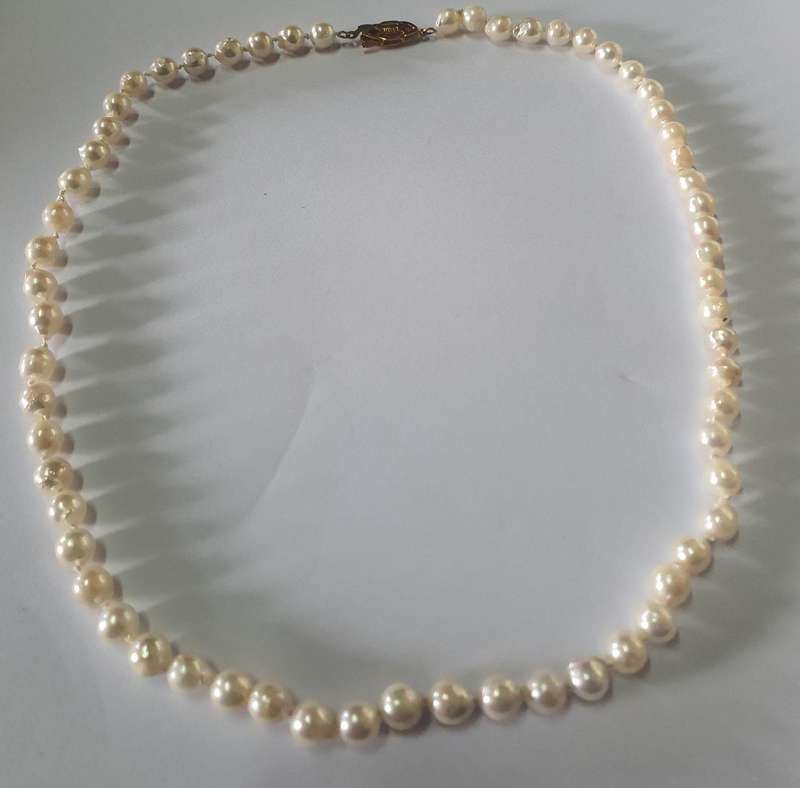 Antique Pearl Necklace in Sterling Silver, 48CM