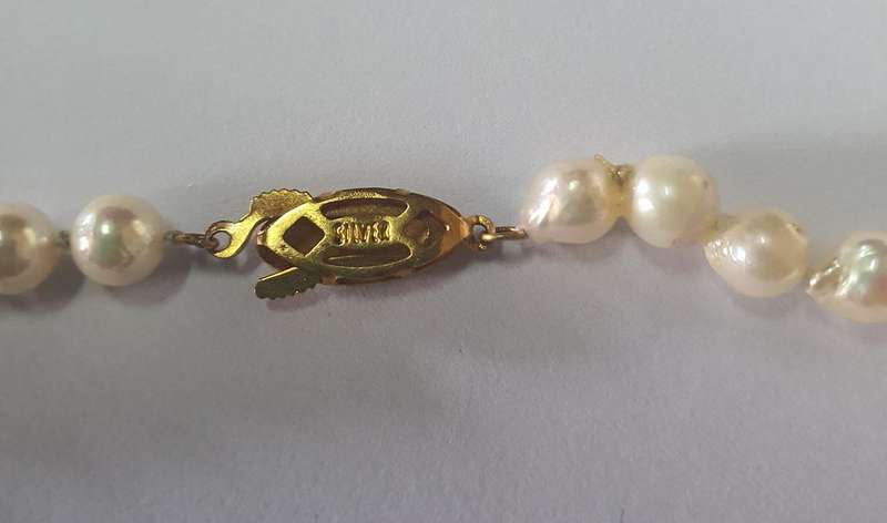 Antique Pearl Necklace in Sterling Silver, 48CM