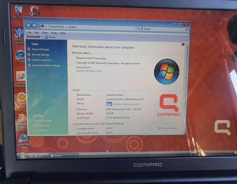 Compaq Presario CQ60 Laptop Fault on screen